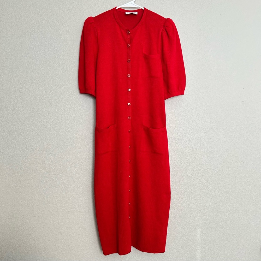 Vintage‎ St. John by Marie Gray 1980's Red Knit Sweater Dress